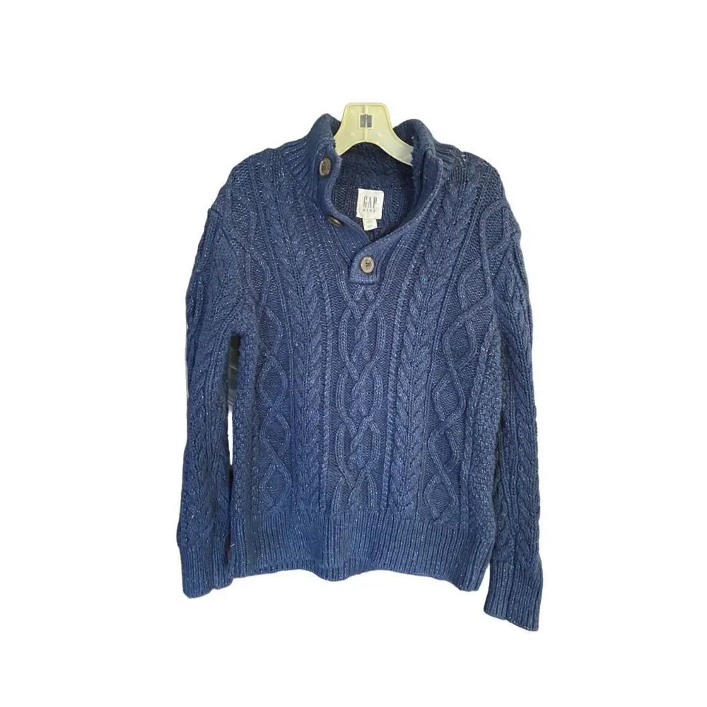 Gap boys blue long sleeve cableknit sweater size 6/7
